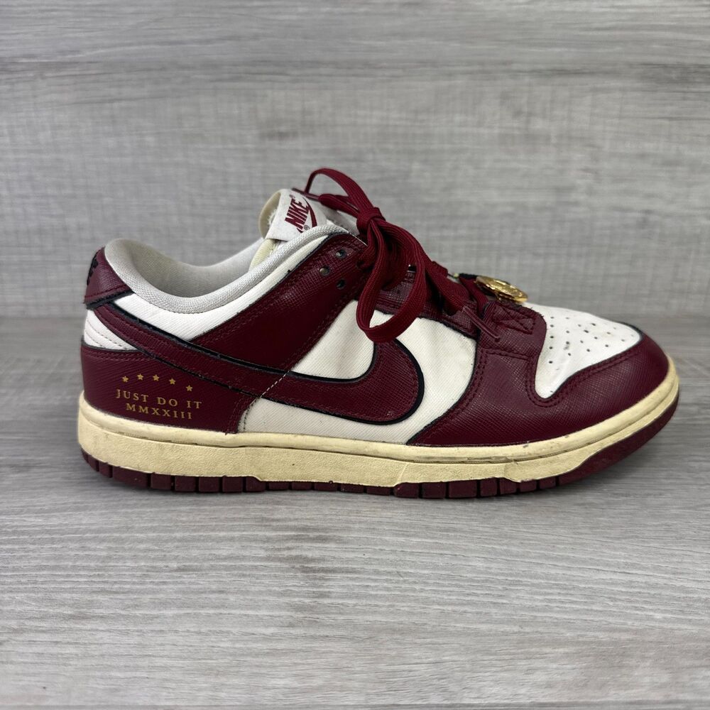 Nike Dunk Low SE DV1160-101 Women's 9 Shoes Just Do It White Red Leather Sneaker